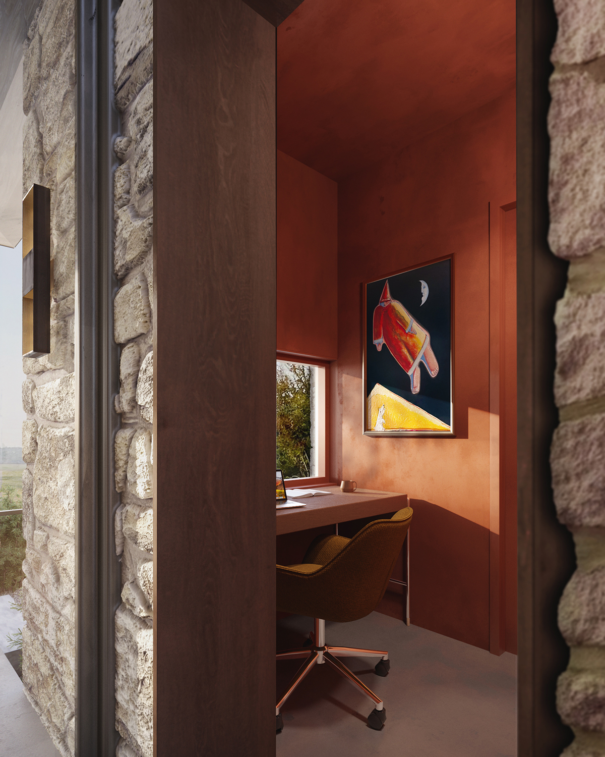 Desk nook inside Outcrop Residence
